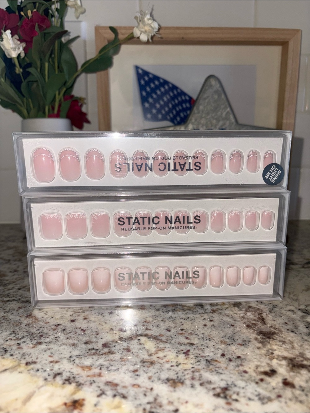 Static Nails Reusable Pop-On Manicure - Sheer Pink Set (3 Packs)